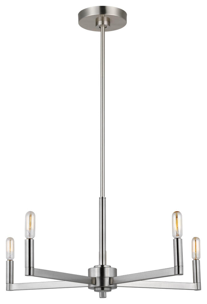 Fullton Five Light Chandelier, Brushed Nickel