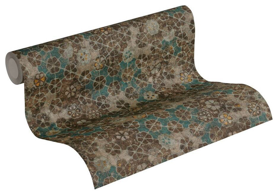 Mosaic Textured Wallpaper Featuring Flower Petals, 373911