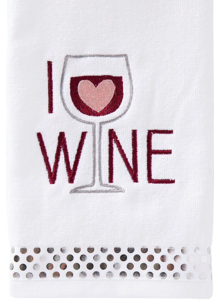 SKL Home 2-Piece I Love Wine Hand Towel Set