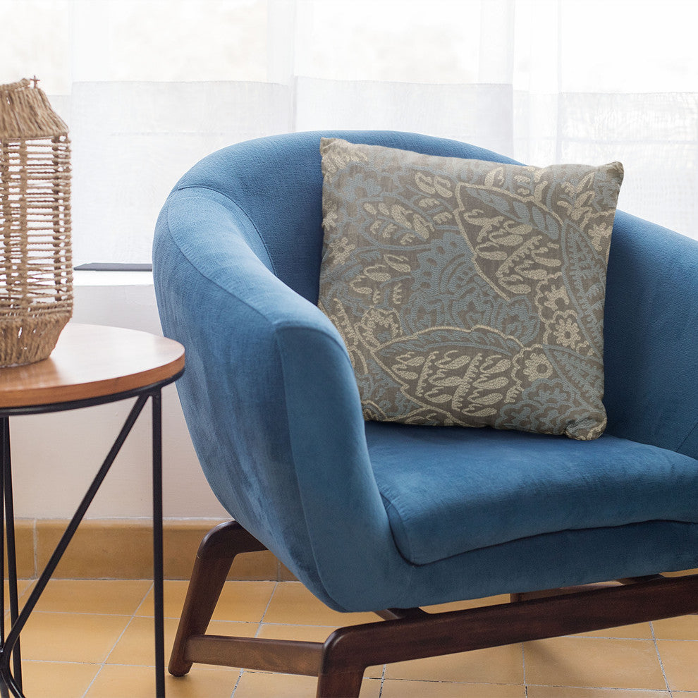 Plutus Blue Festive Jacquard Luxury Throw Pillow, 20"x30"
