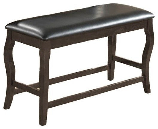 Wooden Bench with Cushioned Seat Gray