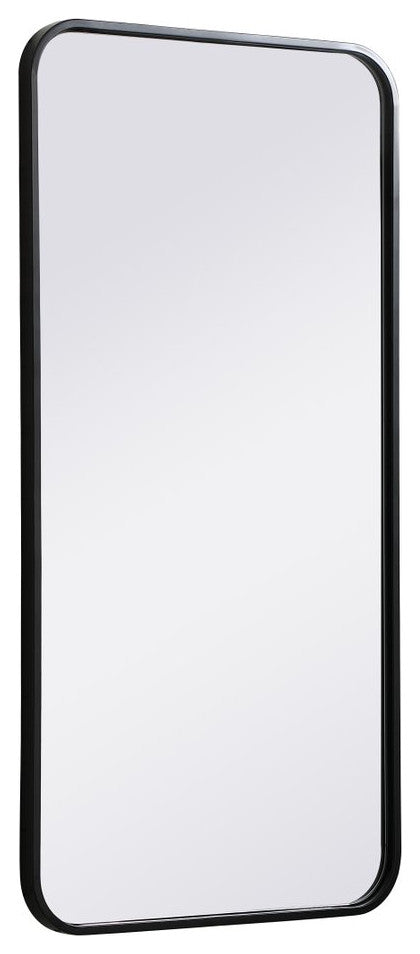 Ellis Soft Corner Metal Rectangular Mirror, Black, 18"x36"