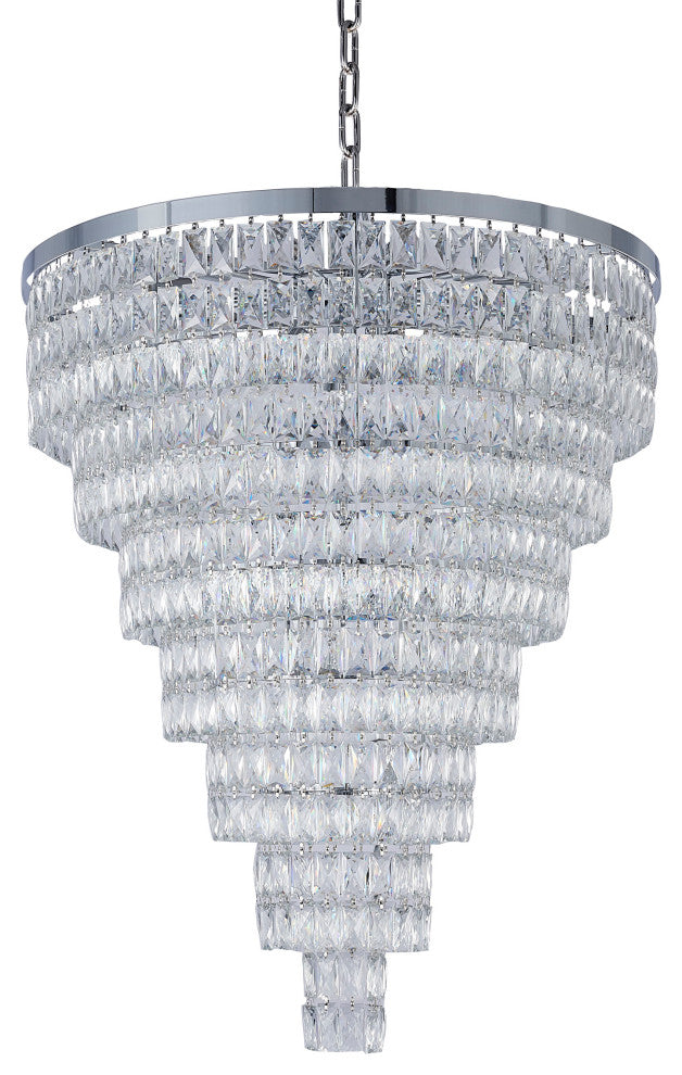 32" Chrome Metal 7-Tier Chandelier With Clear Crystals