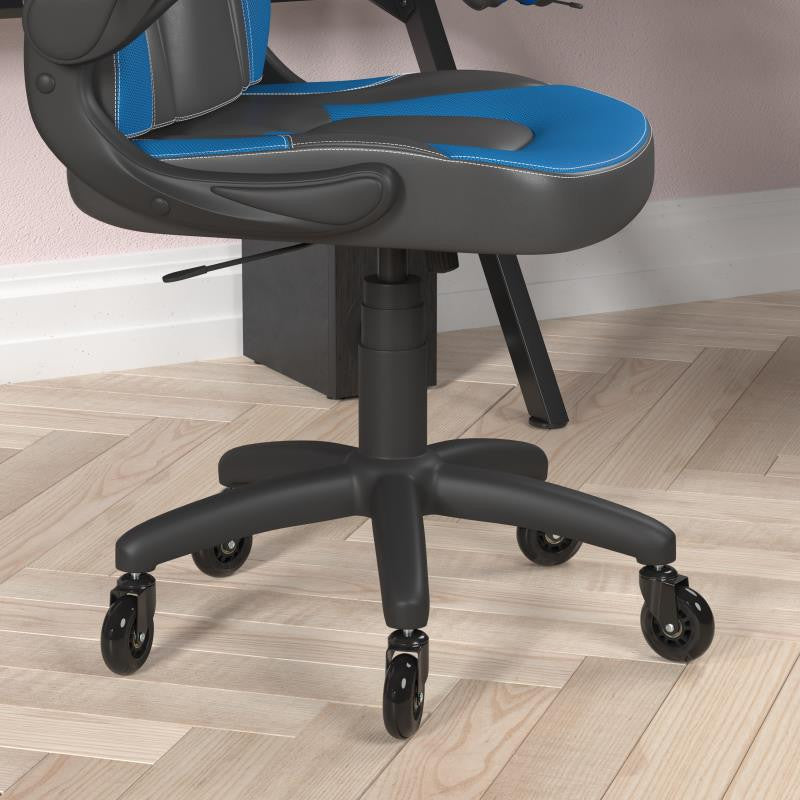 X10 Office Computer Chair, Flip-up Arms, Transparent Roller Wheels, Blue