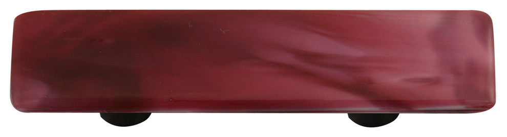 Art Glass Rectangle Swirl Pull, Black Post, Dark Cranberry Swirl