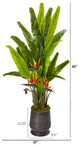 62" Bird Of Paradise Artificial Plant, Decorative Planter