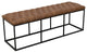 Benzara BM194860 Bench With Button Tufted Cushioned Seat and Metal Base, Brown