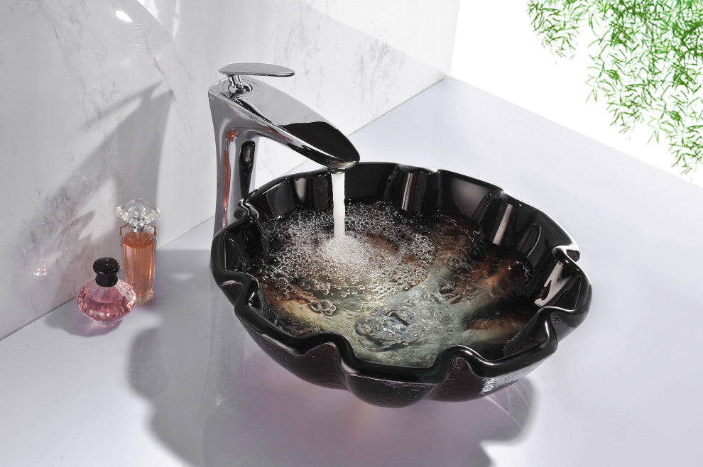 ANZZI Tara Series Tempered Glass Bathroom Vessel Sink