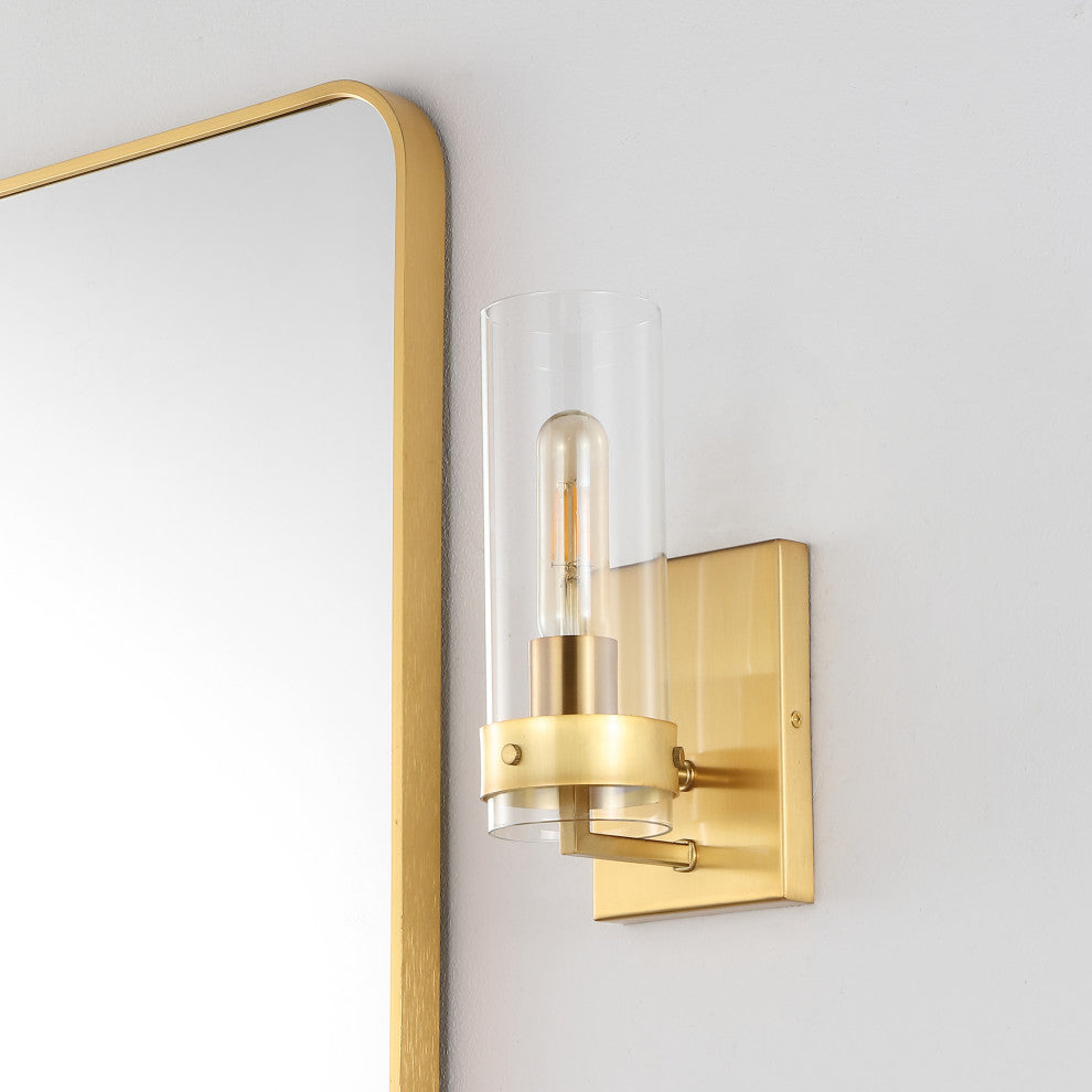 Harper 4.5" 1-Light Coastal Minimalist Iron/Glass LED Sconce, Set of 2, Gold