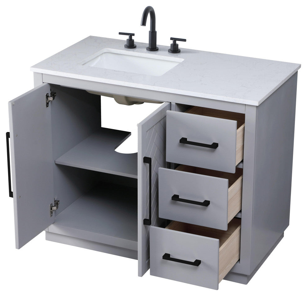 Home Living 42" Single Bathroom Vanity, Grey