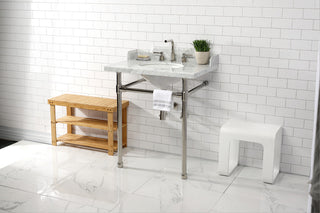 Kingston Brass LMS30M86ST 30" Carrara Marble Console Sink, Legs