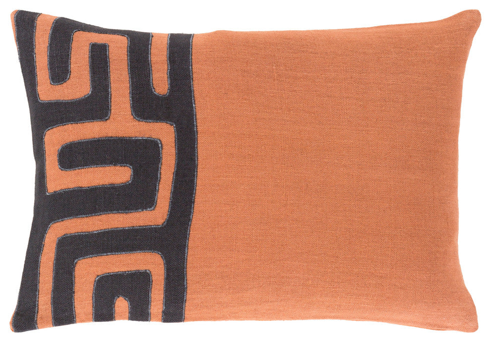 Surya Nairobi NRB-013 13"x19" Pillow Kit, Black/Burnt Orange