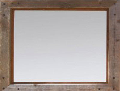 Rustic Mirrors Barn Wood With Alder Inset And Nailhead Corner Tacks, 26x30