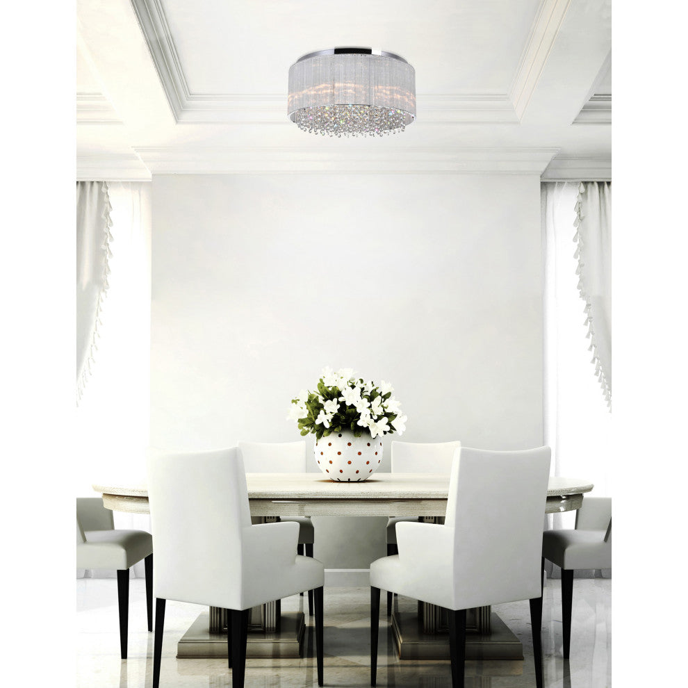 Spring Morning 6 Light Drum Shade Flush Mount With Chrome Finish