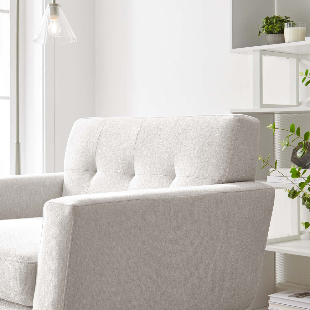 Engage Herringbone Fabric Armchair, Ivory