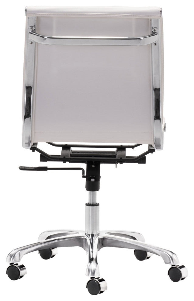 Computer Chair, Faux Vinyl Leather, Steel, White, Silver, Home Business Office