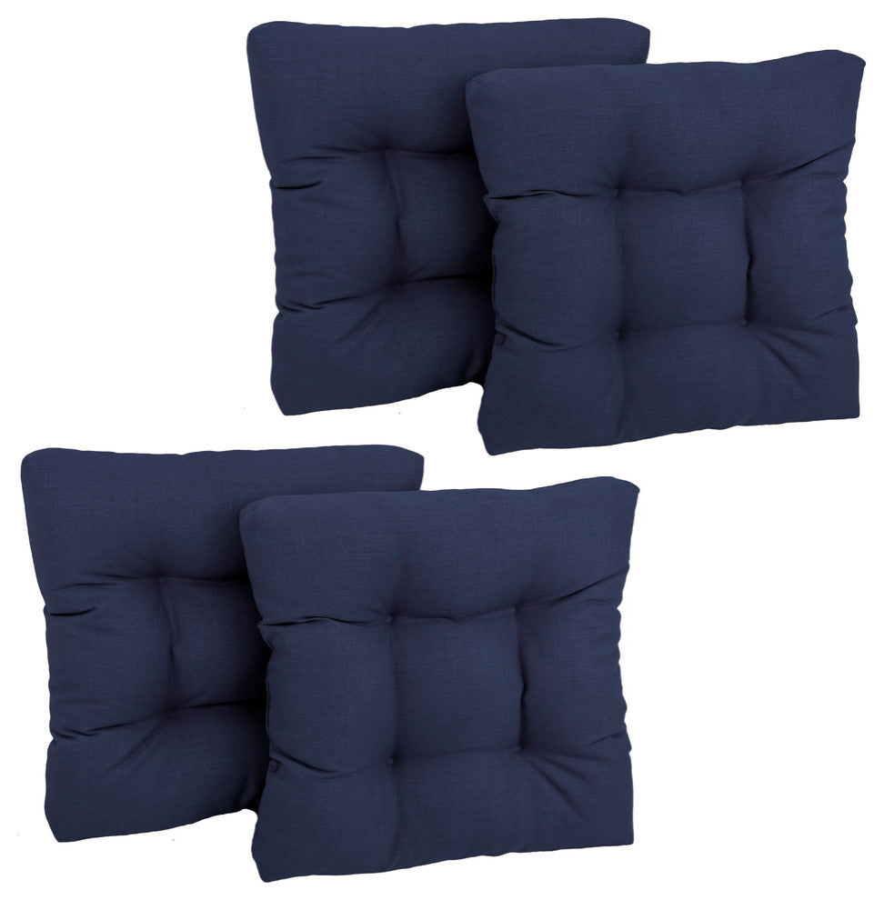 19" Squared Tufted Dining Chair Cushion, Set of 4, Azul