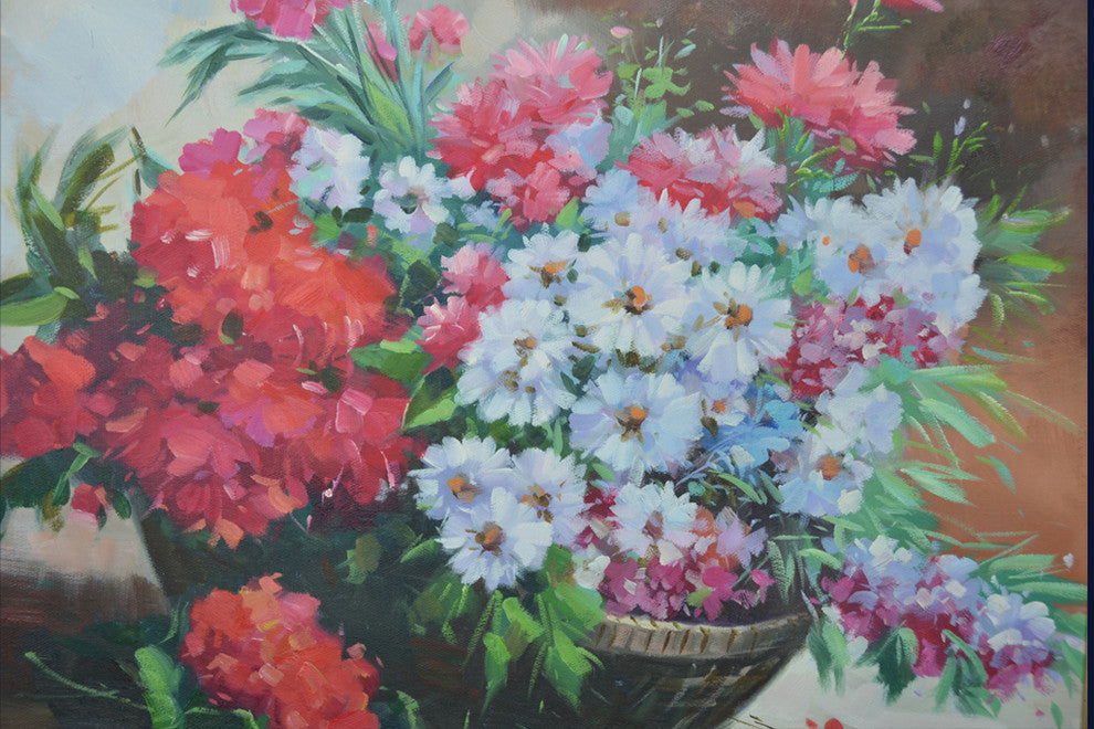 Spring Flowers in a Earthy Basket