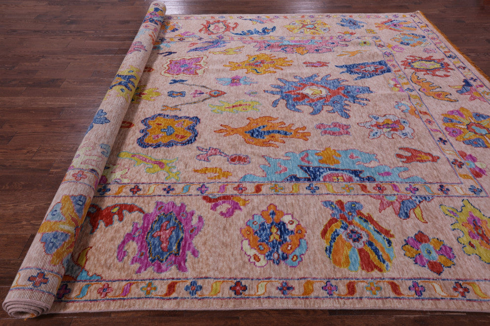 Turkish Oushak Handmade Wool Rug 9' 11" X 13' 10" - Q16095