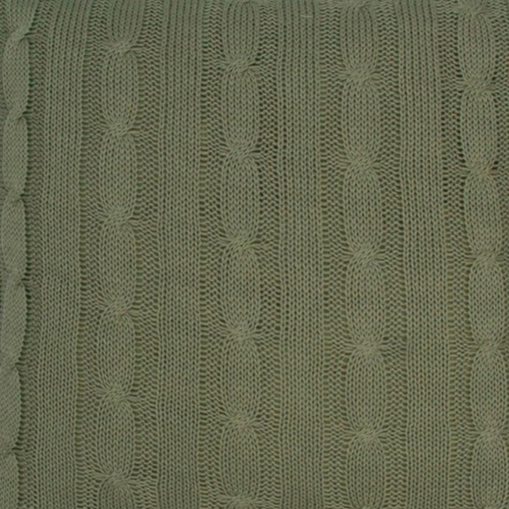 Olive Green Knit Sweater Stripe Down Throw Pillow