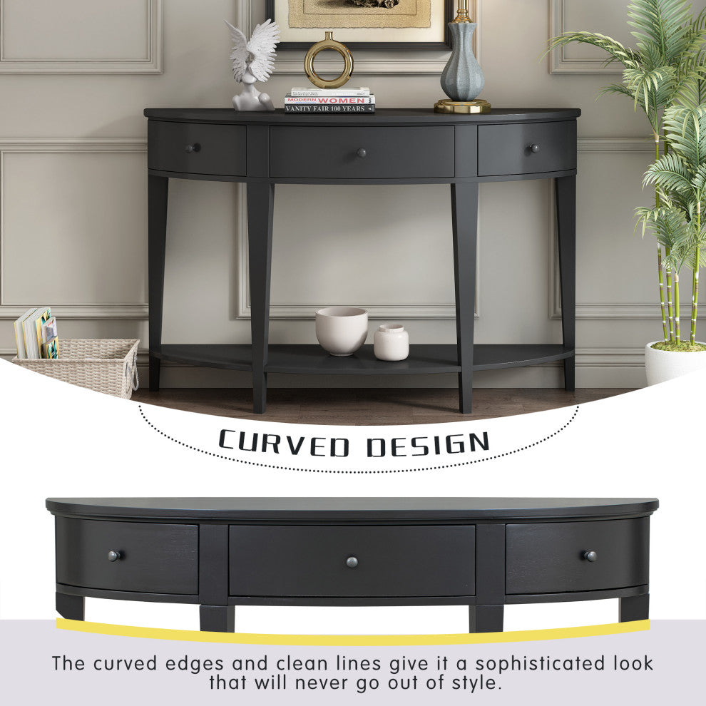 Gewnee Modern Curved Console Table Sofa Table