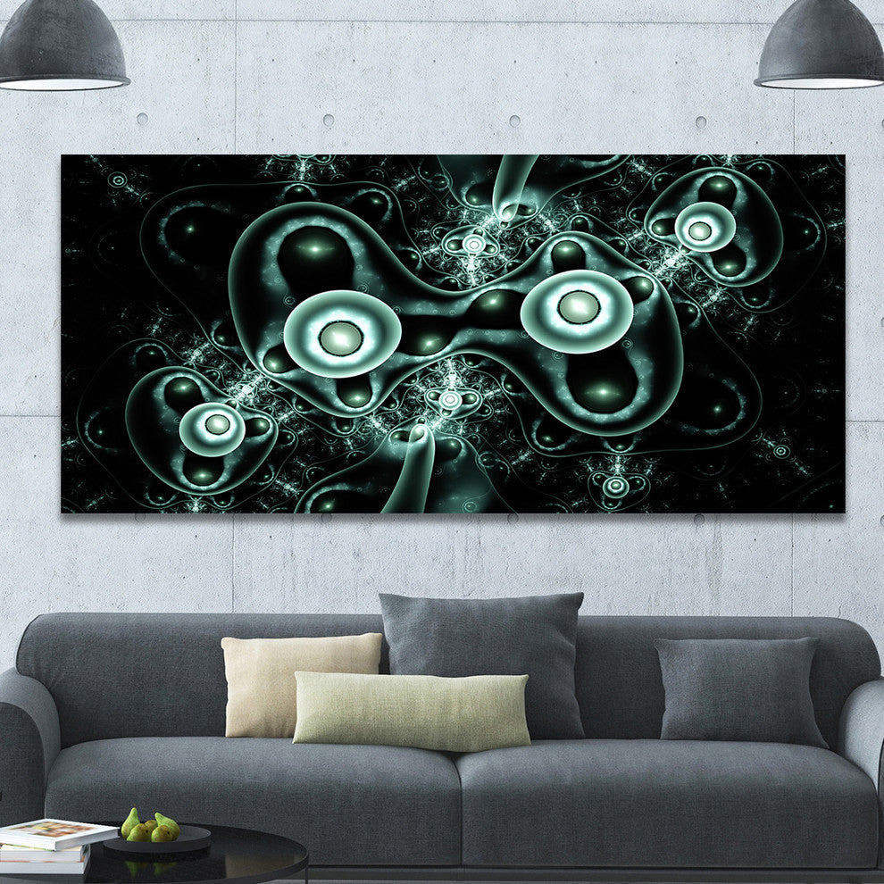 Blue on Black 3D Surreal Design, Oversized Abstract Canvas Art Print, 60x28