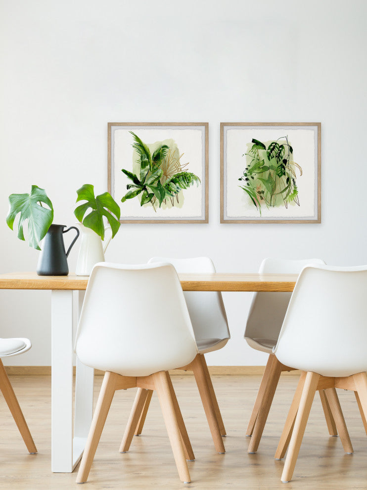 Glowing Greens Diptych, 2-Piece Set, 24x24 Panels