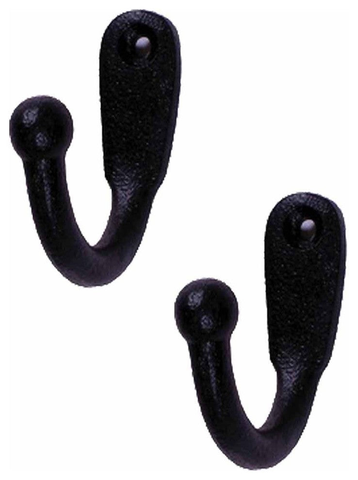 Black Coat Hooks Wrought Iron Knob Hook Hanger Tip Set of 2 Renovators Supply