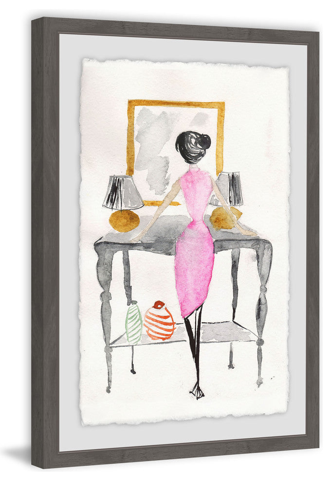 "Pretty Pink Dress" Framed Painting Print, 16"x24"