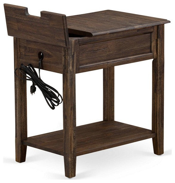 Night Stand, 1 Wood Drawer, Stable, Sturdy Constructed Distressed Jacobean
