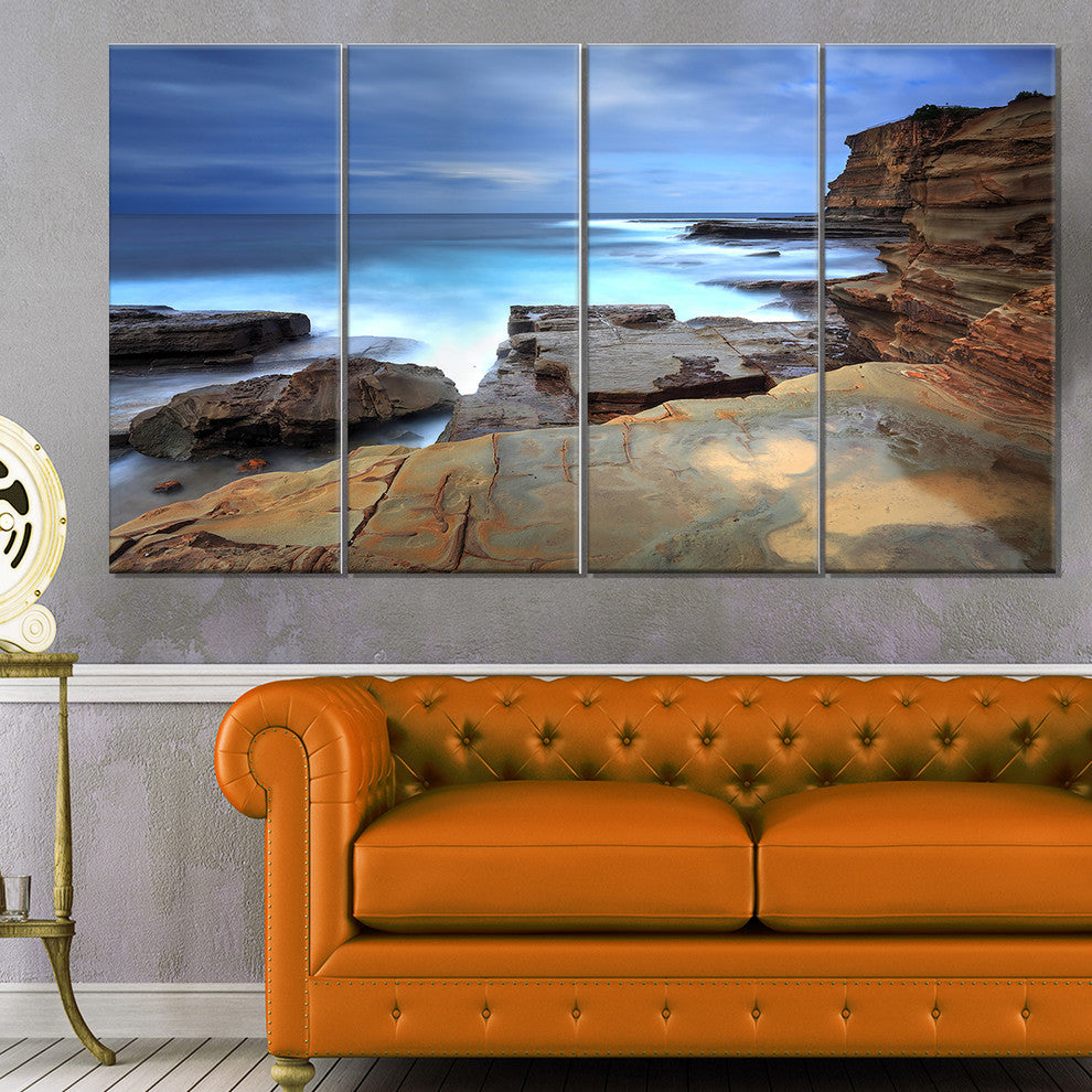 Terrigal Skillion NSW Australia, Seashore Canvas Art Print, 48"x28", 4 Panels