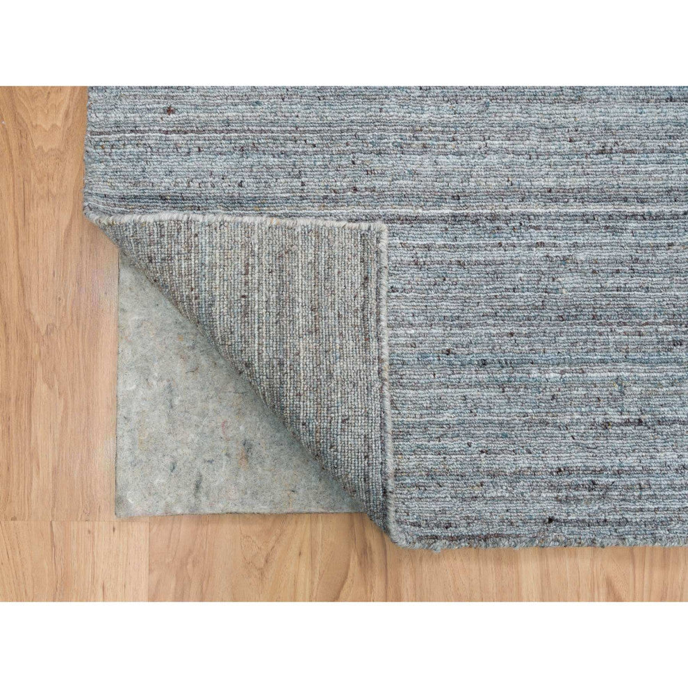 Coin Gray Wool Hand Loomed Modern Striae Design Square Oriental Rug 12'x12'