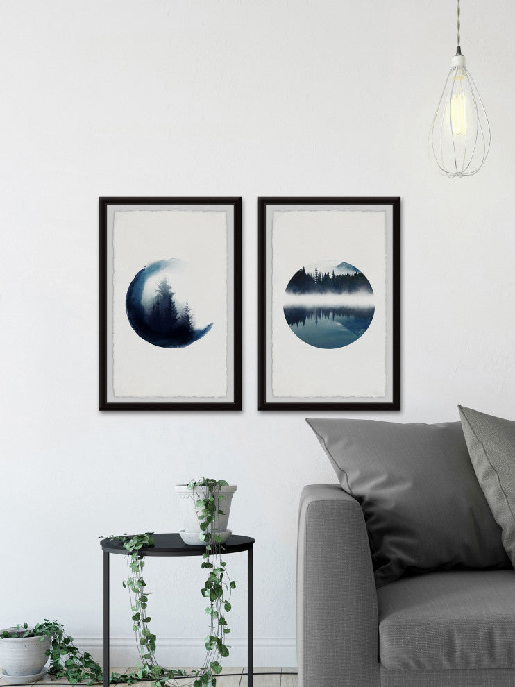 Forest Mountain Reflection Diptych, 24"x18"