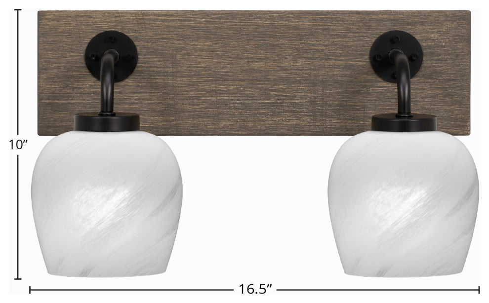 Oxbridge, Bath Bar, Matte Black & Painted Distressed Metal, 6" White Marble