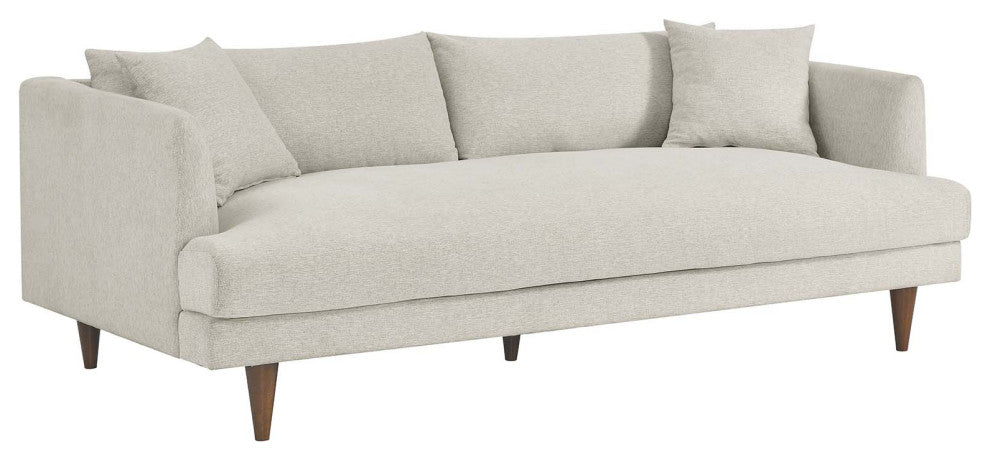 Zoya Down Filled Overstuffed Sofa, Ivory Fabric