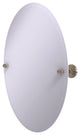 Frameless Oval Beveled Edge Tilt Mirror, Antique Pewter