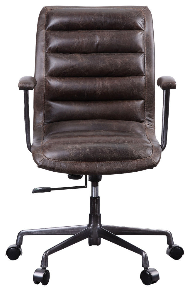 Zooey Executive Office Chair, Distress Chocolate Top Grain Leather