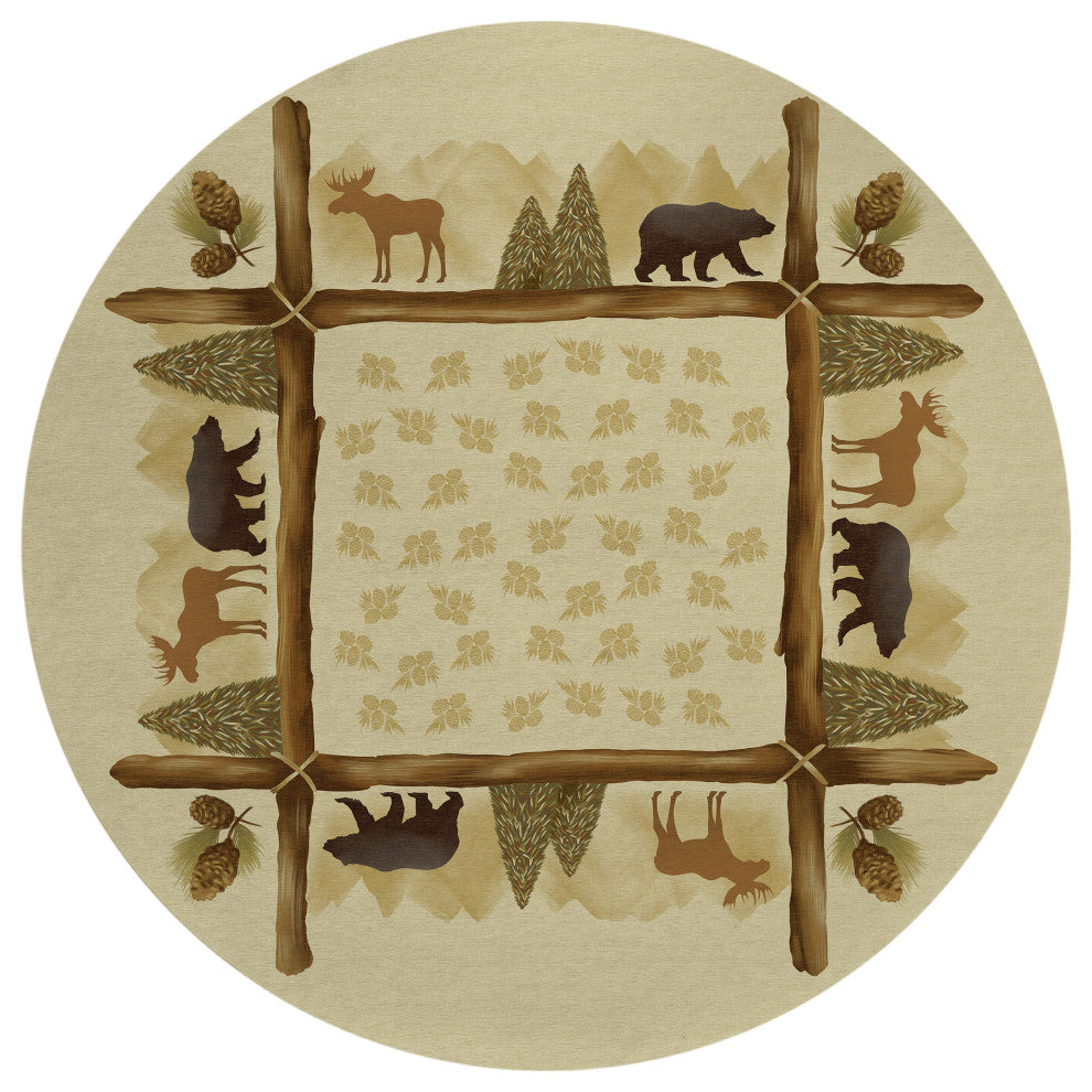 Indoor/Outdoor Excursion EX2 Beige Machine Washable 8' x 8' Round Rug