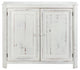 Distressed White Wooden Two Door Accent Cabinet