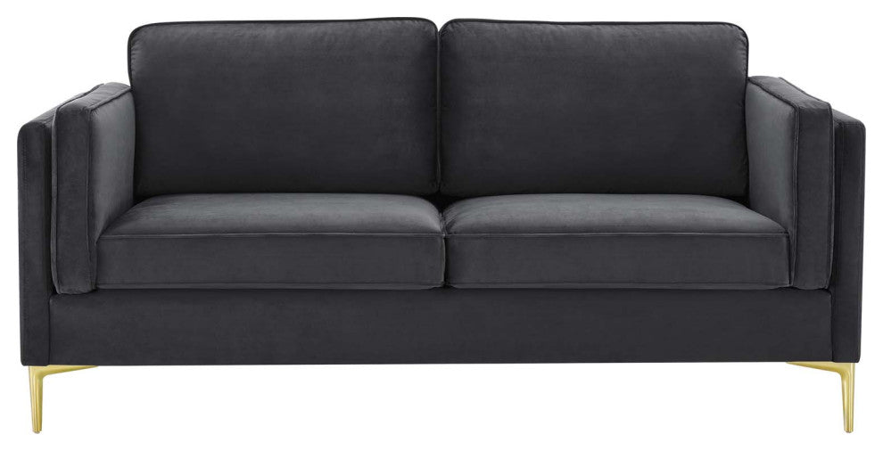 Kaiya Performance Velvet Sofa-Charcoal