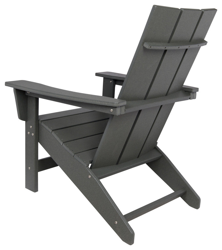 Shoreside Modern Outdoor Patio Adirondack Chair, Gray