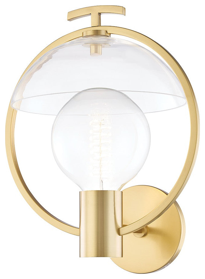 Ringo 1-Light Wall Sconce, Aged Brass, Clear