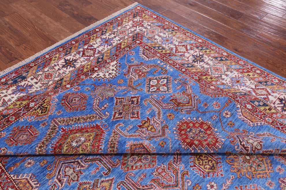 8' 2" X 10' 4" Geometric Super Kazak Handmade Rug Q9517