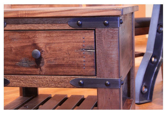 Granville Rustic Solid Wood End Tabe Side Table With 1 Drawer