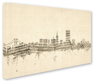 'San Francisco Skyline Sheet Music' Canvas Art by Michael Tompsett