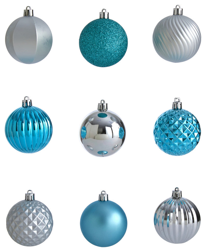 Holiday Shatterproof, 101 Count Xmas Tree Ornament Set 60mm With Re-Useable Tube