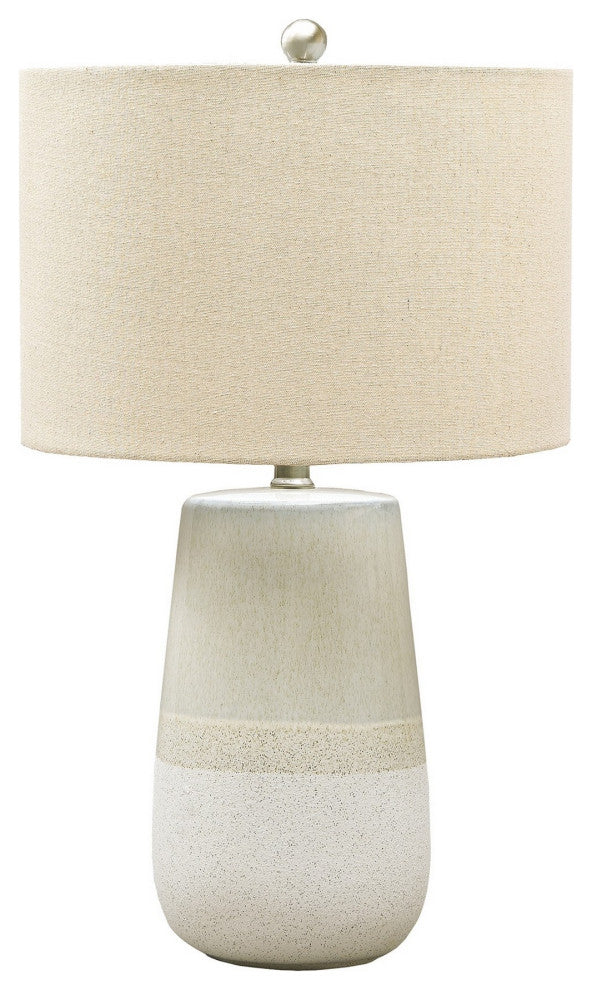 Benzara BM230969 Speckled Ceramic Base Table Lamp With Drum Shade, Beige