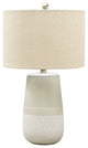 Benzara BM230969 Speckled Ceramic Base Table Lamp With Drum Shade, Beige