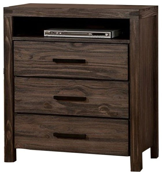 Contemporary Style Wooden Media Chest, Dark Gray