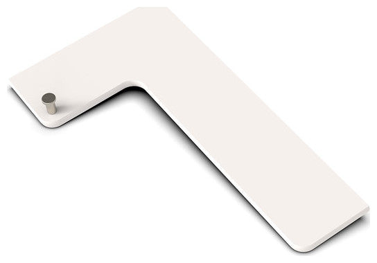 Boundless Shelving Solutions L-Shaped Corner Shelf Ivory Bathroom Shower, Brushed Nickel Hook